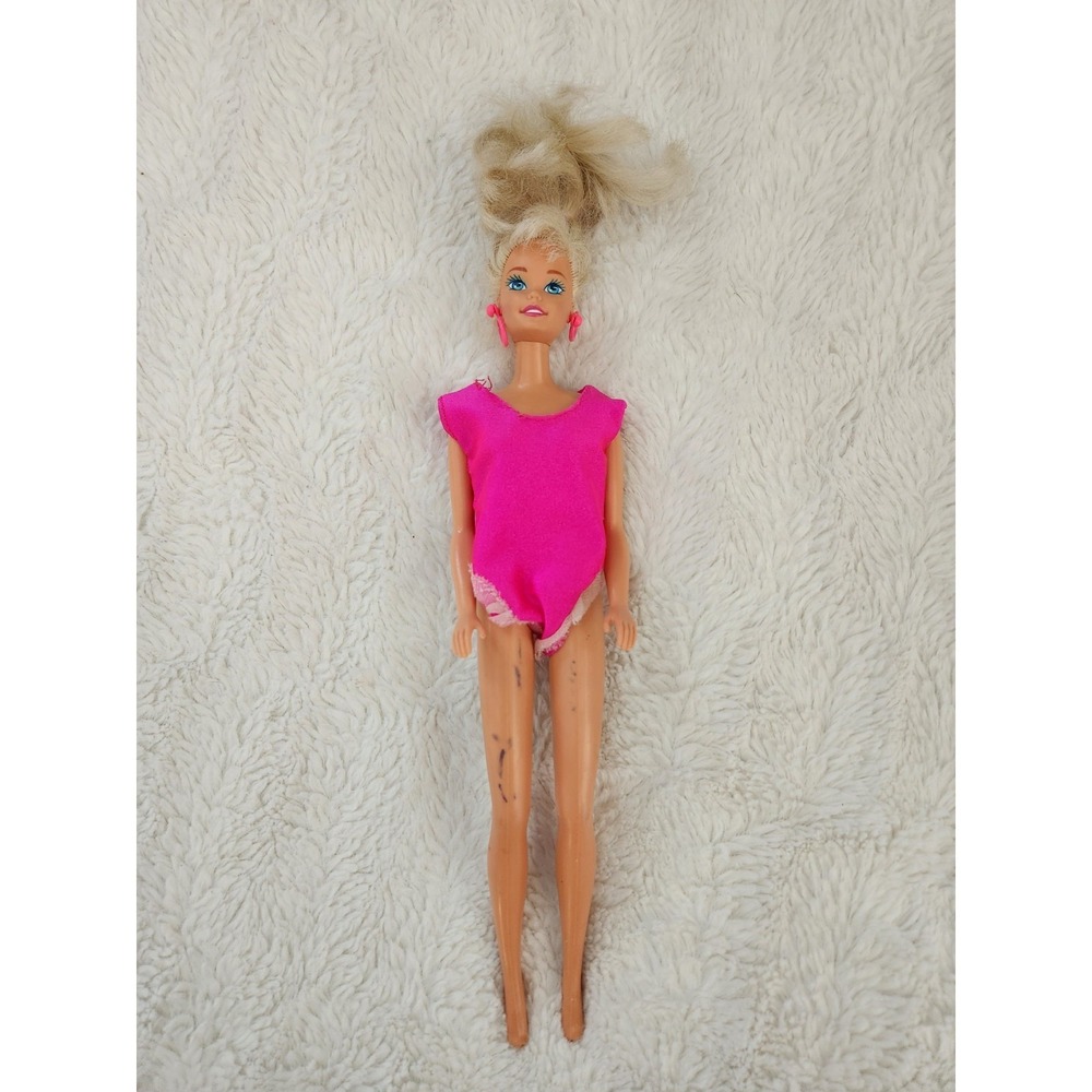 Vintage 90s Barbie Doll Mattel Pink Dance Exercise Leotard Bodysuit
